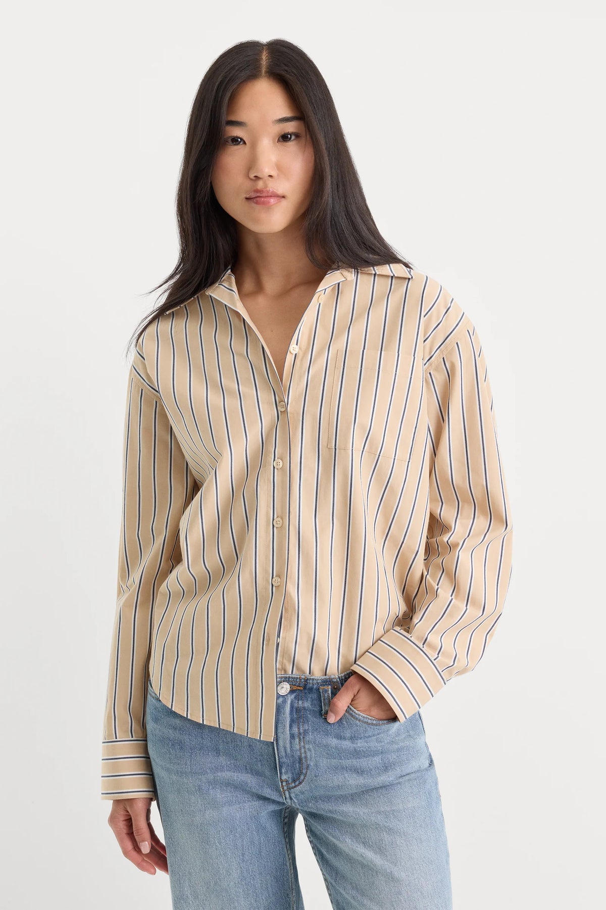 The Poplin Easy Shirt Dune Multi Stripe