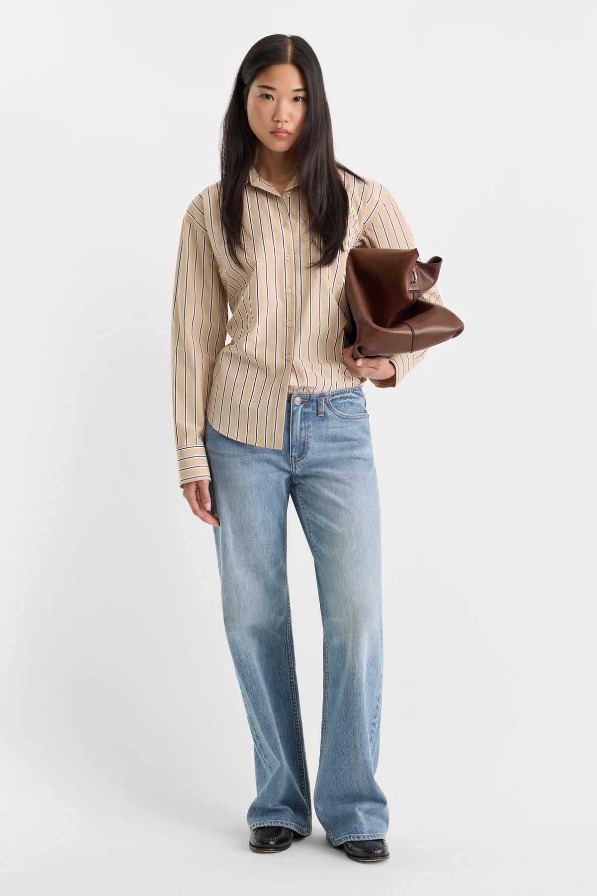 The Poplin Easy Shirt Dune Multi Stripe