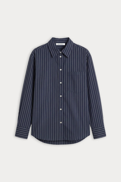 The Poplin Easy Shirt Navy Stripe