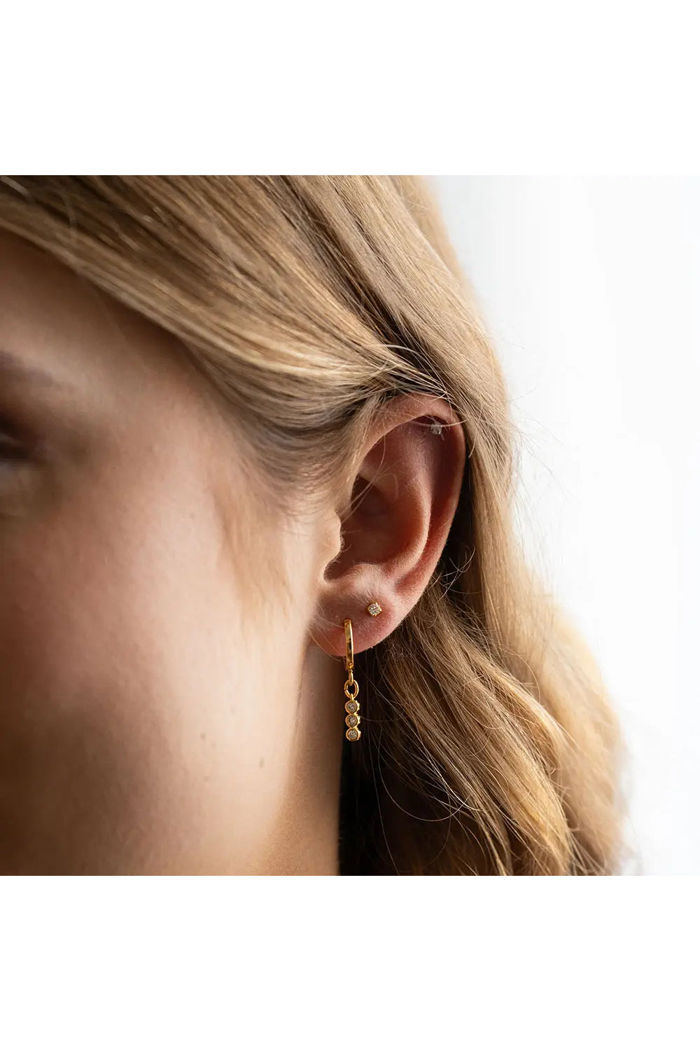 Three Crystal Bar Huggie Hoops