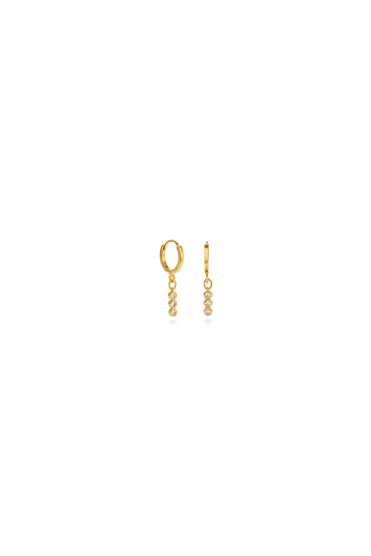Three Crystal Bar Huggie Hoops