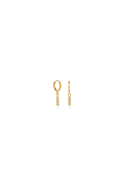 Three Crystal Bar Huggie Hoops