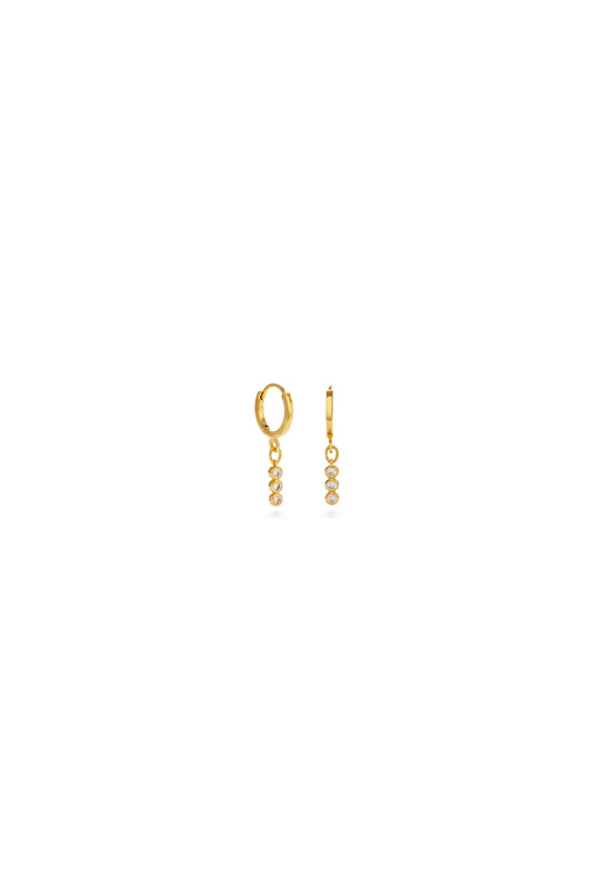 Three Crystal Bar Huggie Hoops
