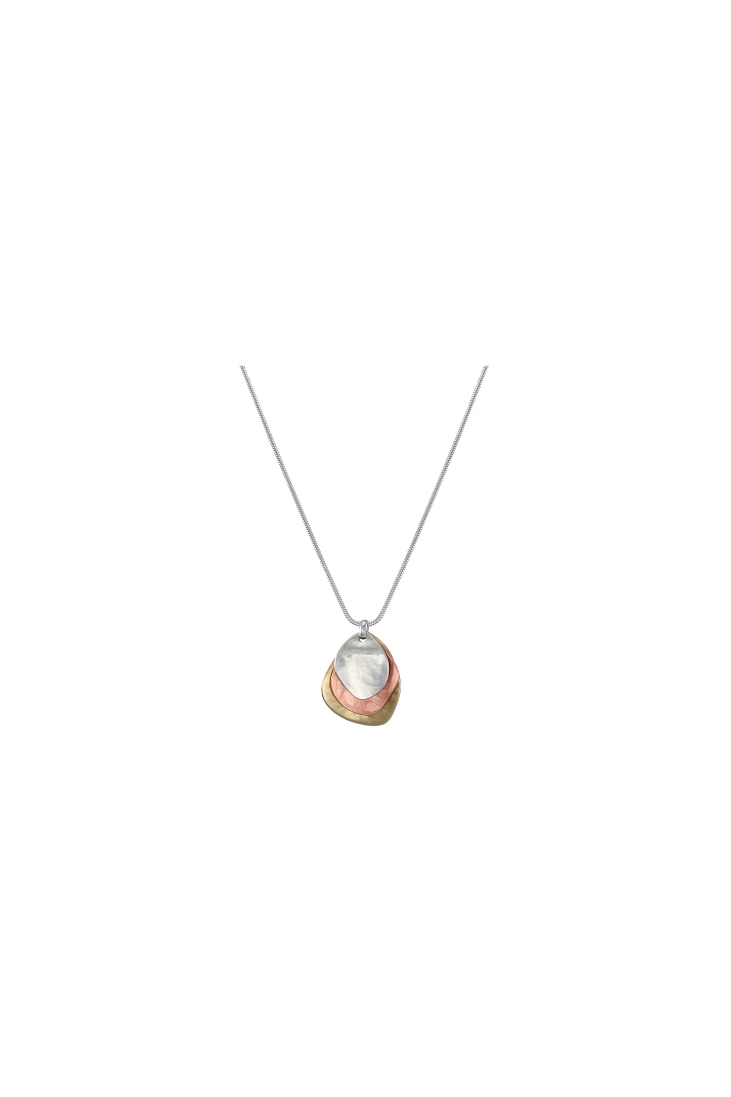 Three Hammered Petals Long Necklace