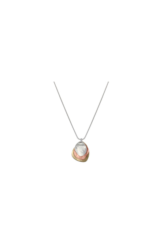 Three Hammered Petals Long Necklace