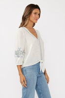 Tie Front Embroidered Top