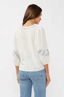 Tie Front Embroidered Top