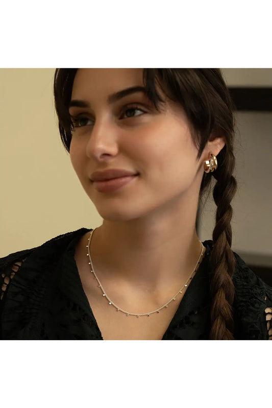 Tiny Dot Chain Necklace Silver