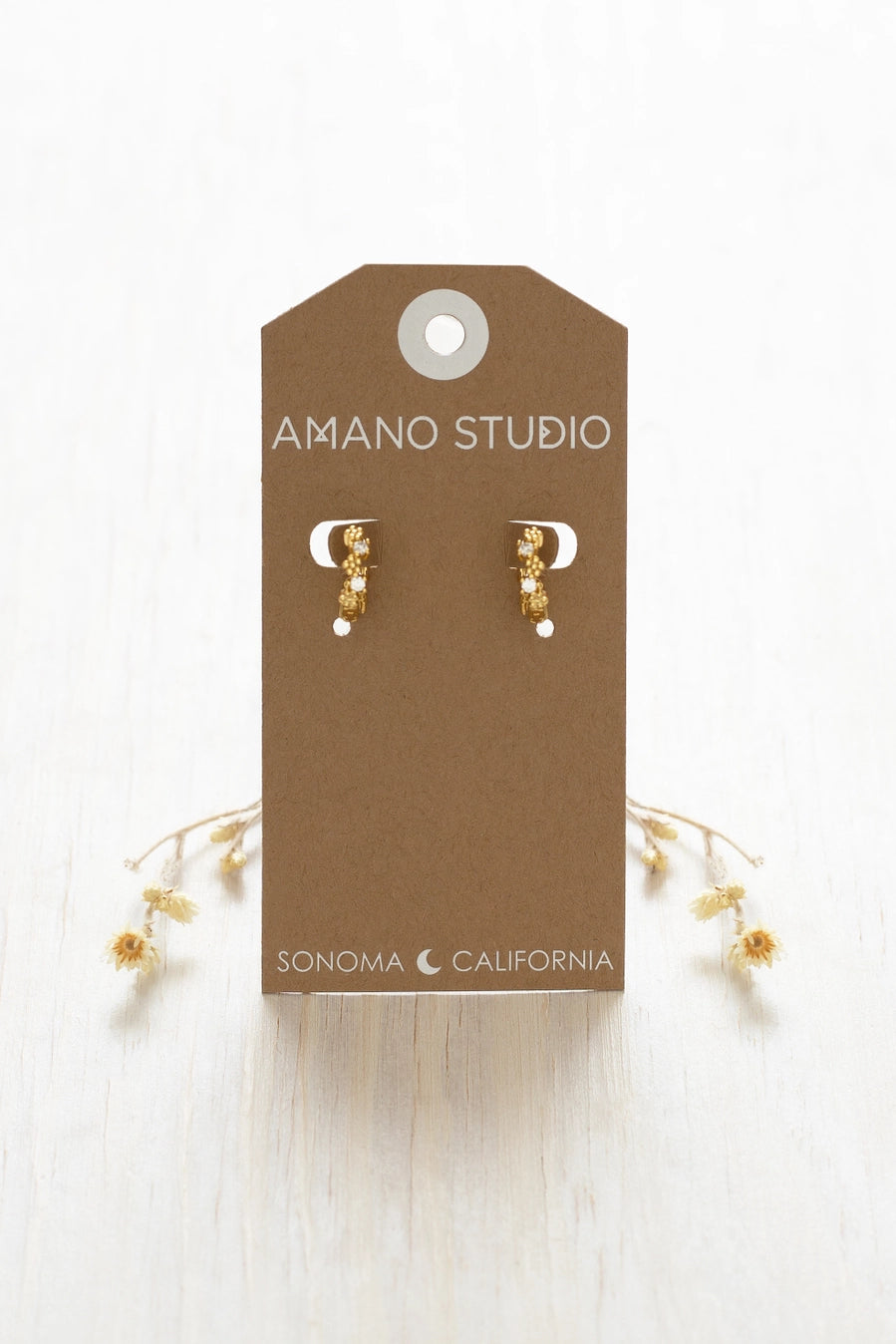 Tiny Flower and Cz Huggie Hoops