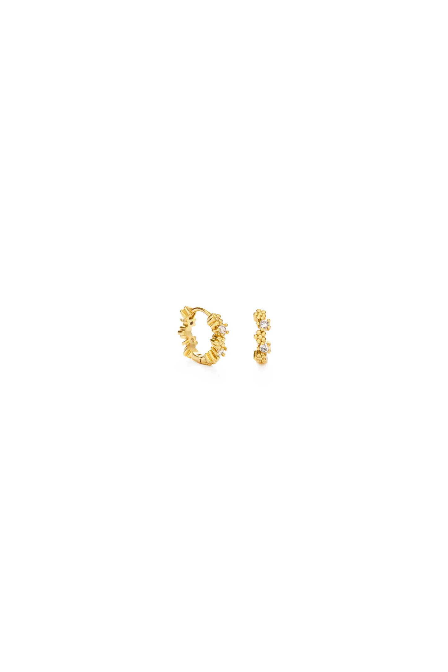 Tiny Flower and Cz Huggie Hoops