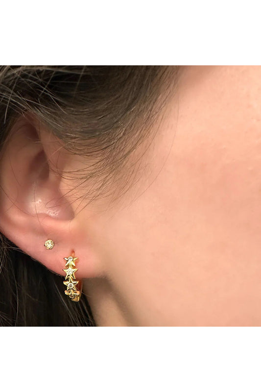 Tiny Stars 12mm Huggie Hoop