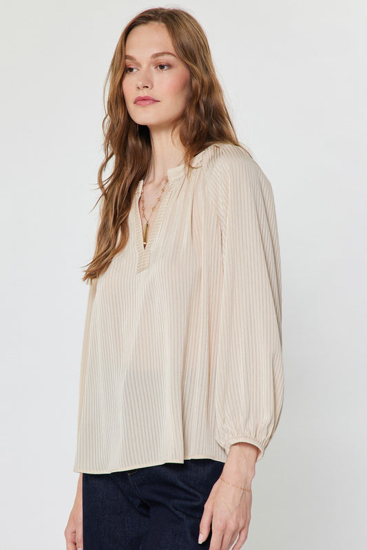 Tonal Stripe Long Sleeve Blouse