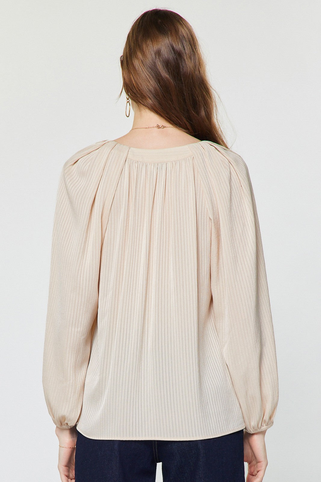 Tonal Stripe Long Sleeve Blouse