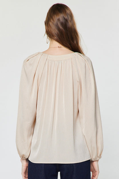 Tonal Stripe Long Sleeve Blouse