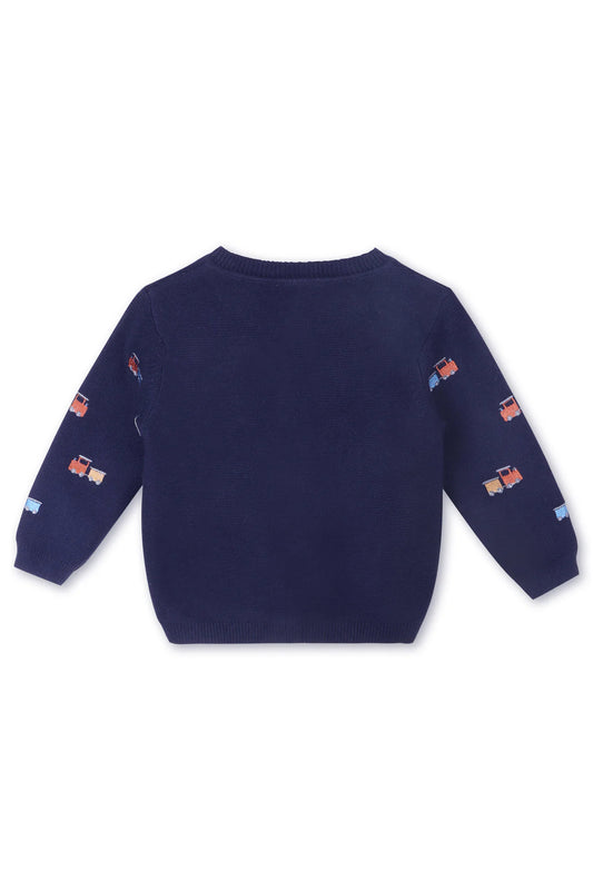 Train Embroidered Baby Cardigan