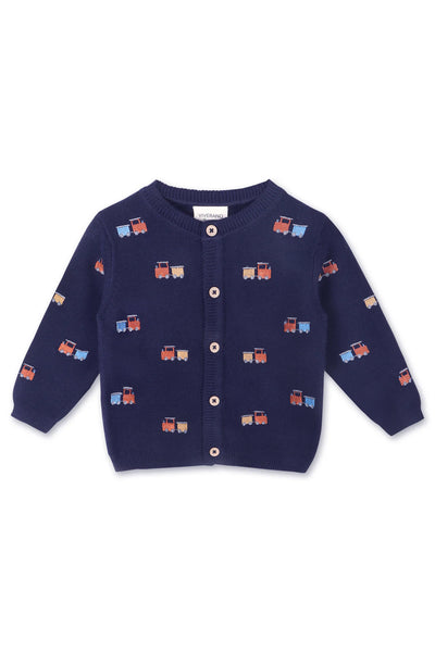 Train Embroidered Baby Cardigan
