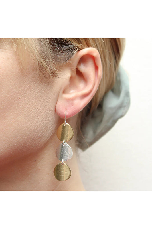Triple Linked Organic Polka Dots Earrings