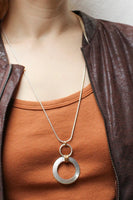 Triple Linked Rings Long Necklace