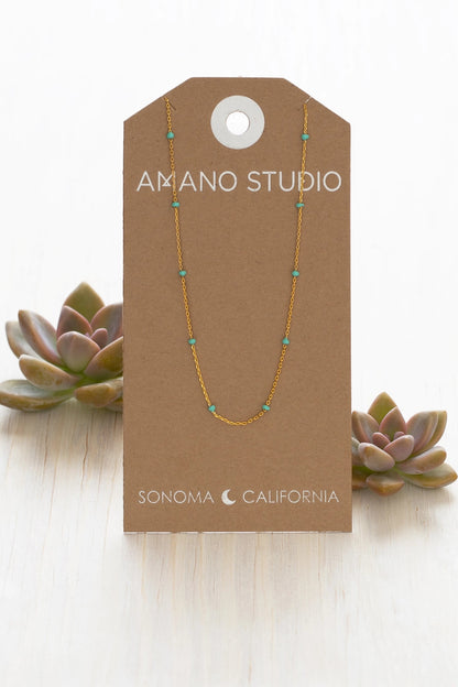 Enamel Chain Necklace Turquoise