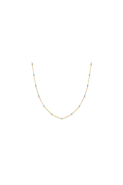Turquoise Enamel Chain Necklace