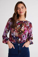 Twilight Fleur Smocked Neck Top