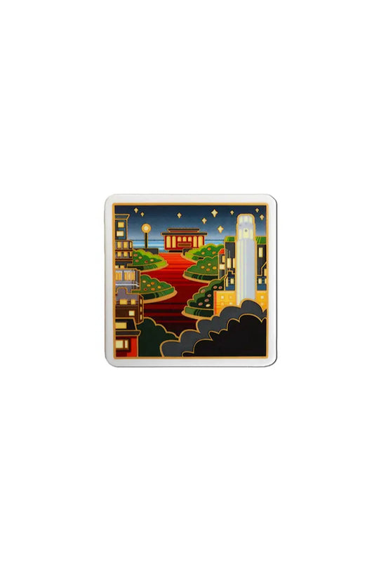 Twilight On Lombard Street Ceramic Coaster