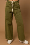 Twill Washed Wide Leg Pants