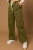 Twill Washed Wide Leg Pants