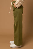 Twill Washed Wide Leg Pants