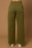 Twill Washed Wide Leg Pants