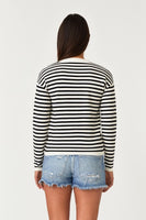 Black Twist Front Striped Sweater