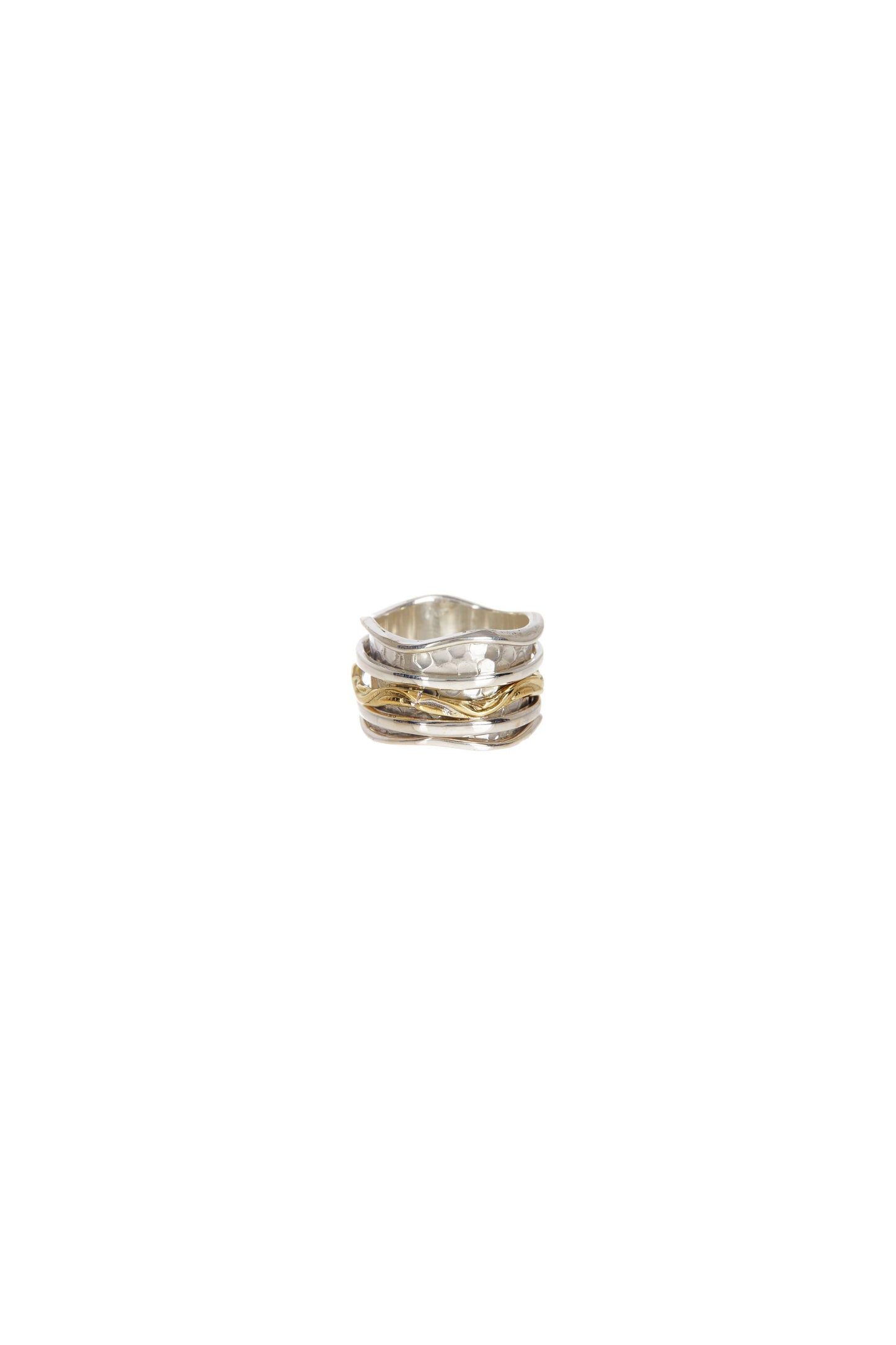 Two-Tone Wave Spinner Ring