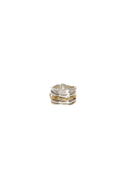 Two-Tone Wave Spinner Ring