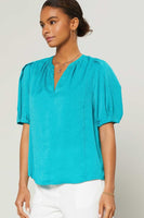 V-Neck Puff Sleeve Blouse