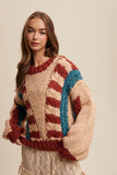 V-Striped Chunky Knit Sweater