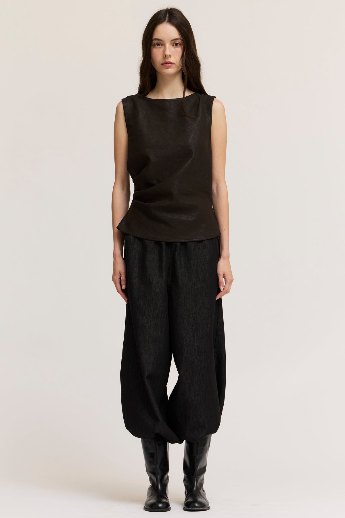 Vegan Leather Shell Top