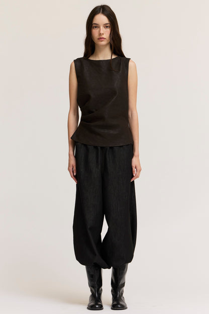 Vegan Leather Shell Top