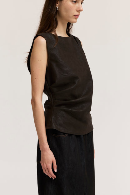Vegan Leather Shell Top