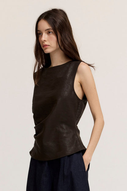 Vegan Leather Shell Top