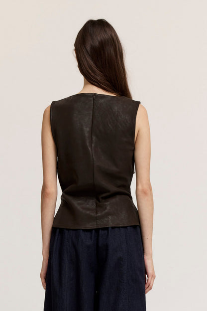 Vegan Leather Shell Top