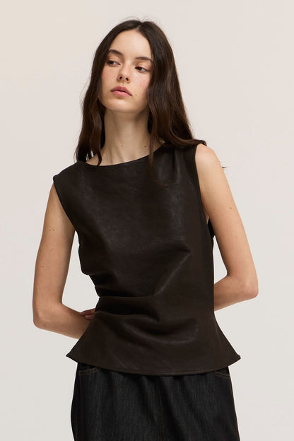 Vegan Leather Shell Top