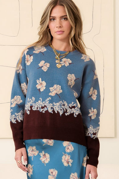 Victorian Floral Contrast Sweater