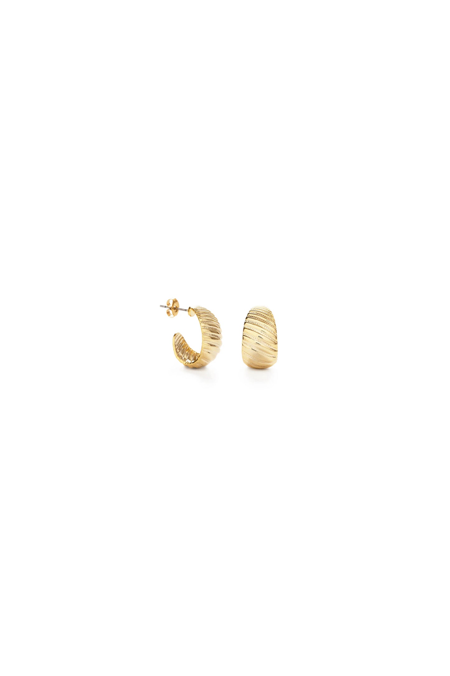 Vintage Beaded Shell Hoop Earrings Gold