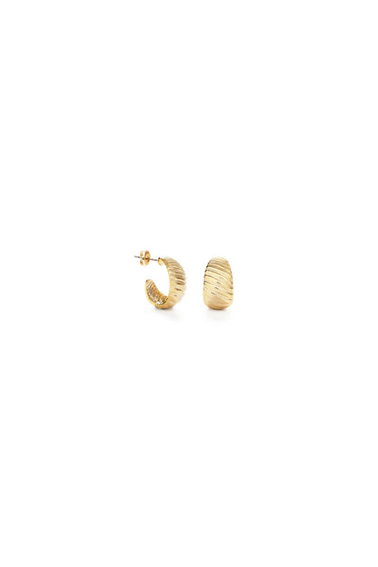 Vintage Beaded Shell Hoop Earrings Gold