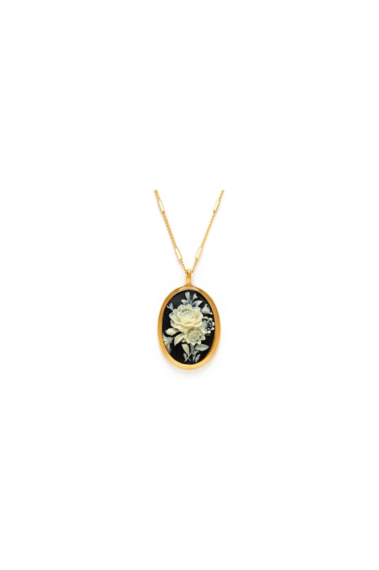 Vintage Cameo Necklace Gothic Rose