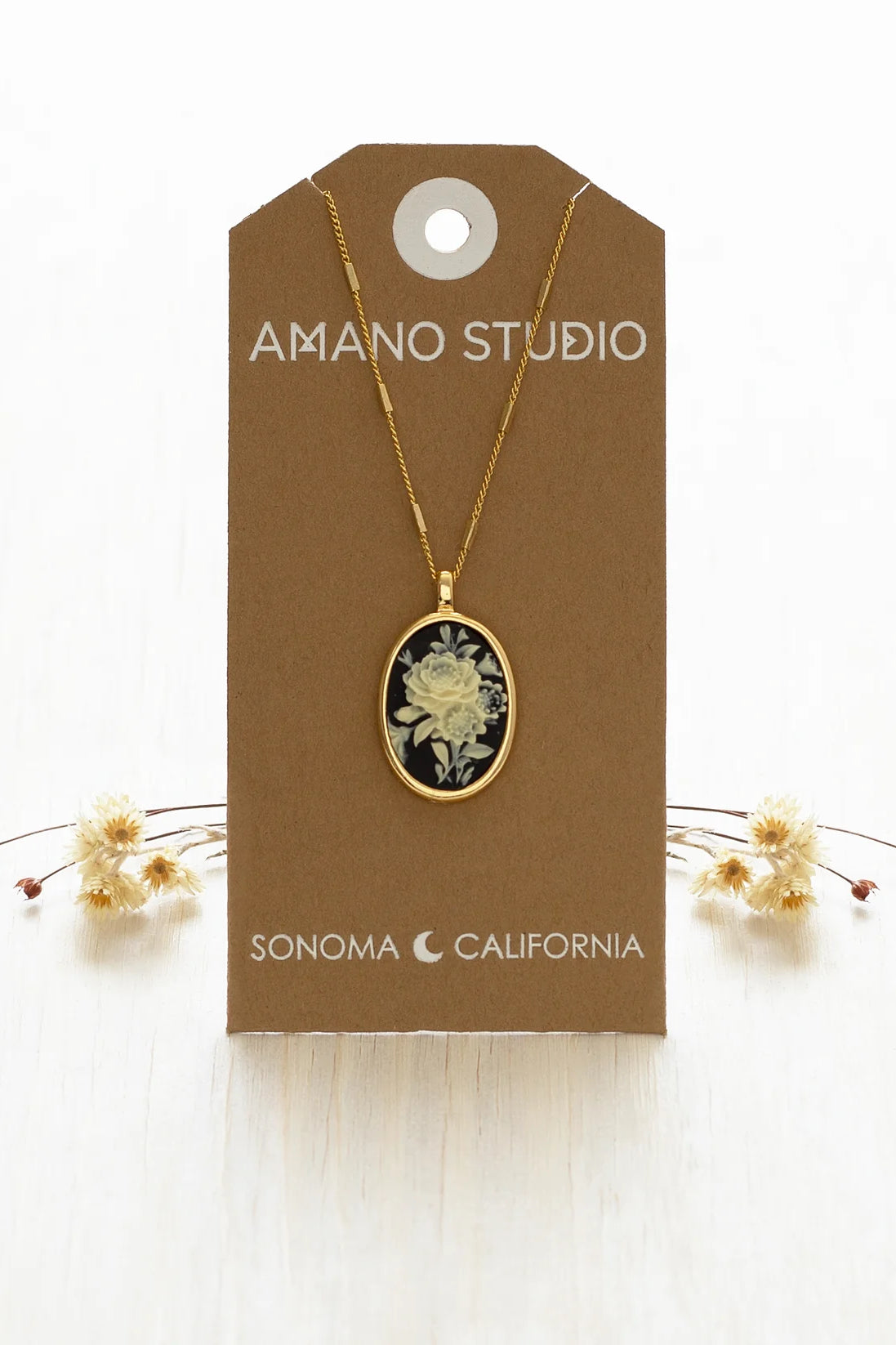 Vintage Cameo Necklace Gothic Rose