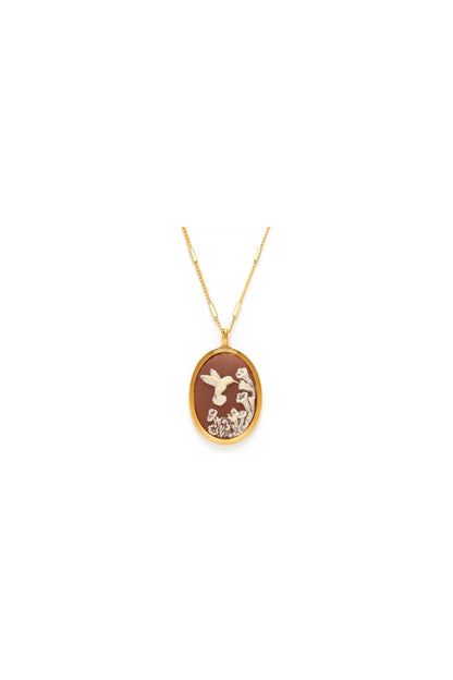 Vintage Cameo Necklace Hummingbird