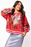 Vintage Poinsettia Santa Sweatshirt