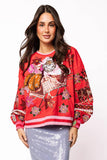 Vintage Poinsettia Santa Sweatshirt
