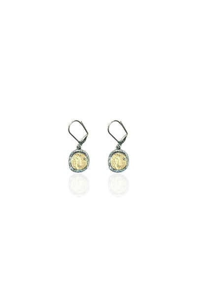 Vintage Silver Pavia Coin & Frame Dangle Earrings